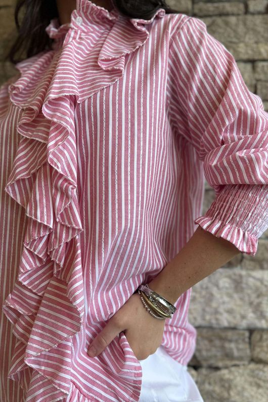 Nantucket Ruffle Blouse Soft Red